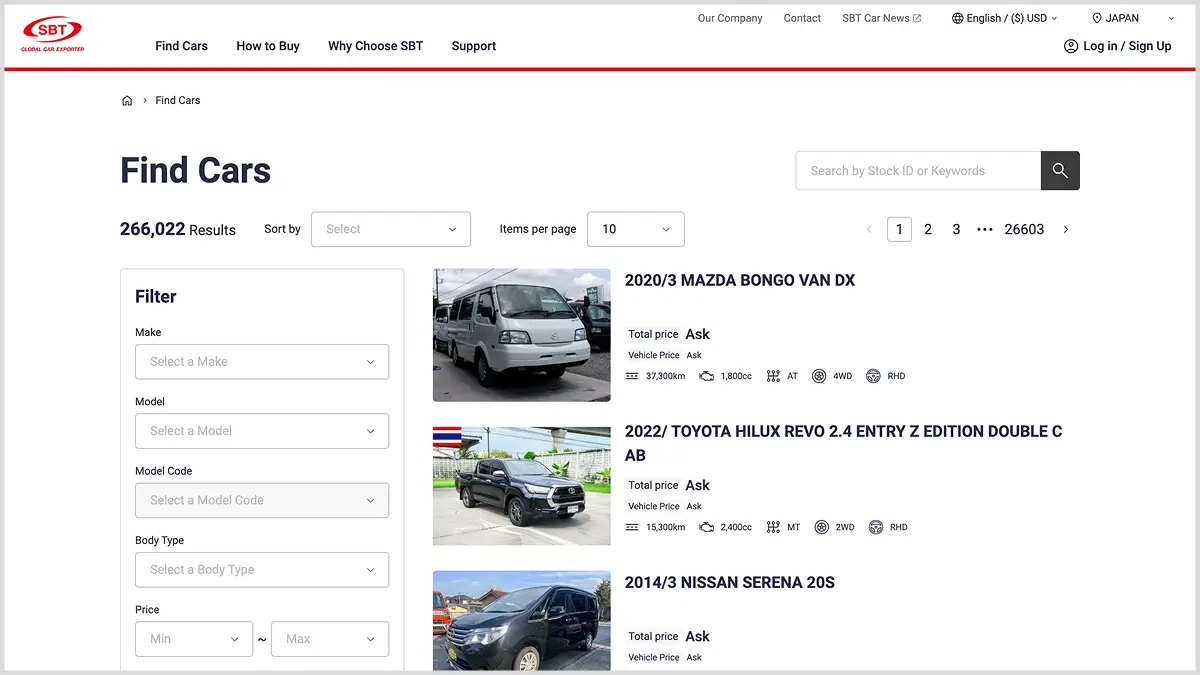 Processus de sélection du véhicule